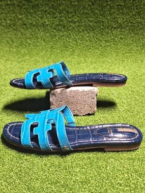 Sam Edelman Girls Blue Teal Slide Sandals